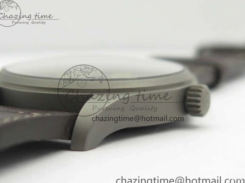 MIROTIME 0310 SmartChoice Mark XVIII IW327006 Titanium M+F 1:1 Best Edition Black Dial on Brown Leather Strap A 7145